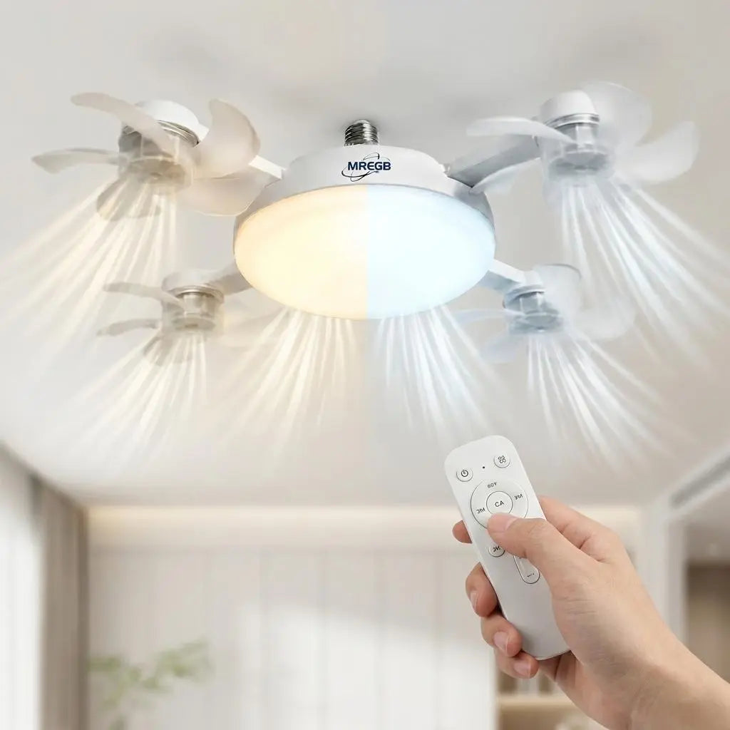 Ventilador de techo 2 en 1 con luz LED regulable y aspas