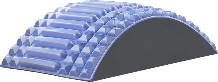 Acemend Back Stretcher in profile, showing the height of the arch and the non-slip base