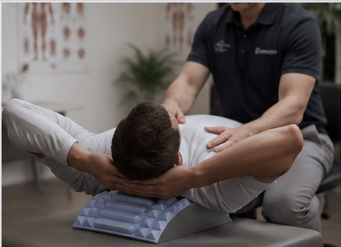 A guided session with the arch under the upper back
